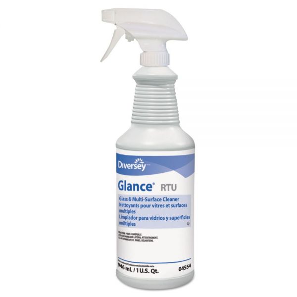 DVO04554 Diversey Glance Glass & Multi-Surface Cleaner, Liquid, 32 oz Spray Bottle, 12/Carton