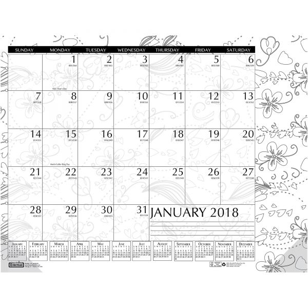 HOD187 House of Doolittle Doodle Monthly Desk Pad Calendar