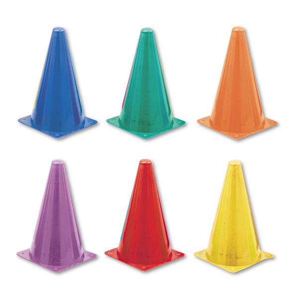 CSITC9SET Champion Sports Indoor/Outdoor Flexible Cone Set, Vinyl, Assorted Colors, 6/Set
