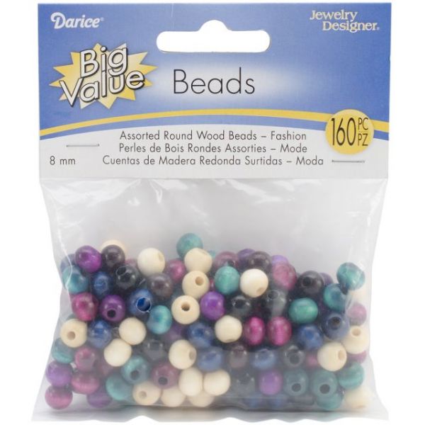 NOTM107366 Round Wood Beads 8mm 160/Pkg