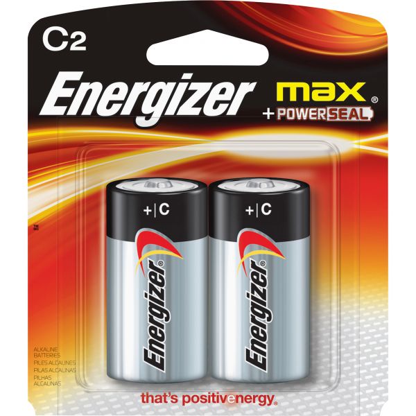 EVEE93BP2 Energizer MAX Alkaline Batteries, C, 2 Batteries/Pack