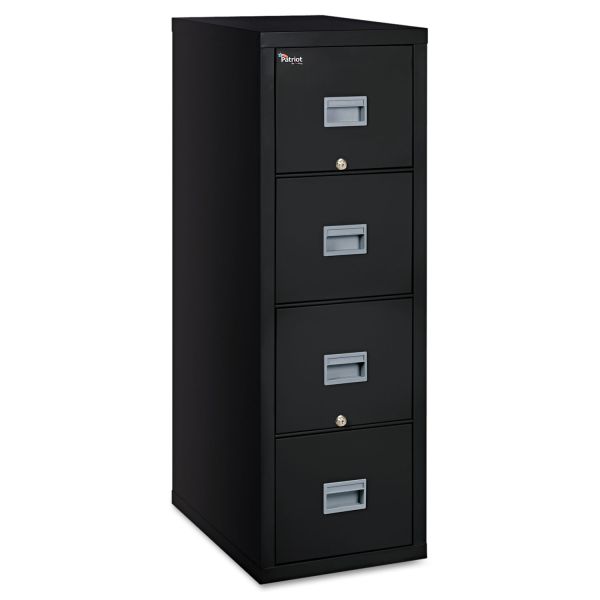 FIR4P1825CBL FireKing Patriot Insulated Four-Drawer Fire File, 17 3/4w x 25d x 52 3/4h, Black