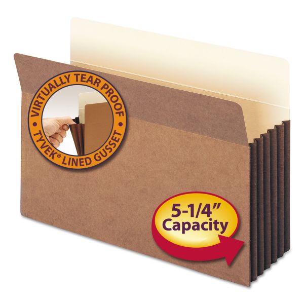 SMD74274 Smead 5 1/4" Exp File Pocket, Straight Tab, Legal, Manila/Redrope, 10/Bx