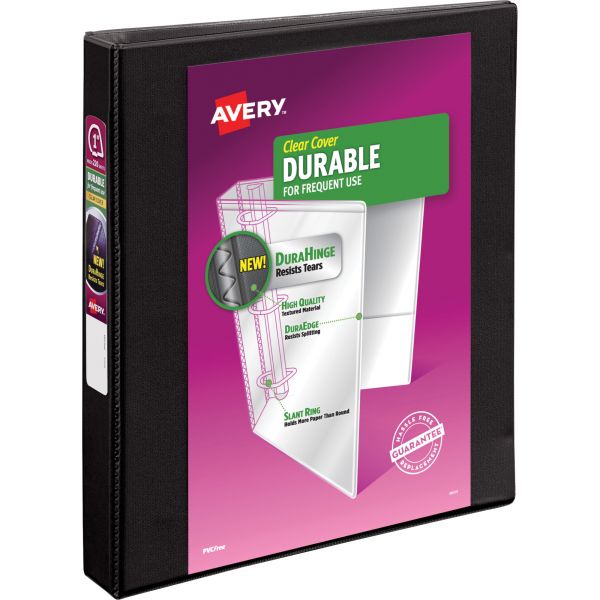 AVE17011 Avery Durable 3-Ring View Binder, 1" Capacity, Slant Ring, Black