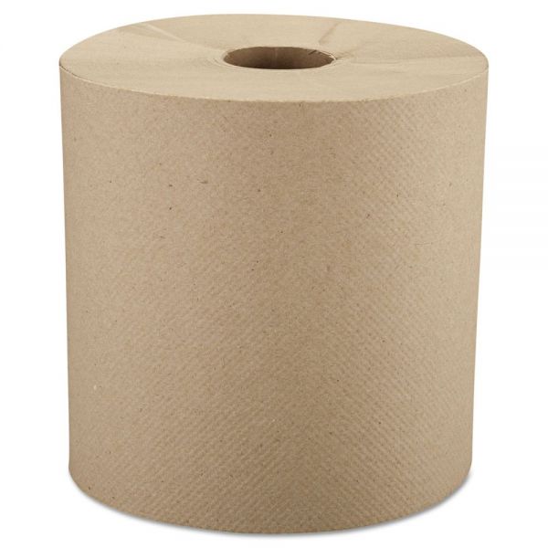 WIN12806 Windsoft Nonperforated Roll Paper Towels, 8" x 800 ft, 1-Ply, Brown, 6 Rolls/Carton