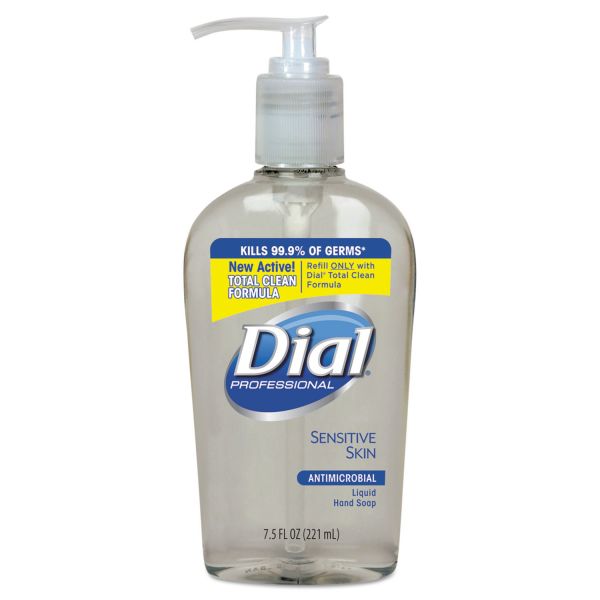 DIA82834 Dial Professional Antimicrobial Soap for Sensitive Skin, 7.5oz Décor Pump Bottle, 12/Carton