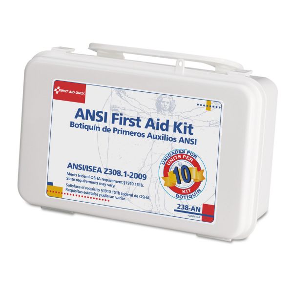 FAO238AN First Aid Only ANSI-Compliant First Aid Kit, 64 Pieces, Plastic Case