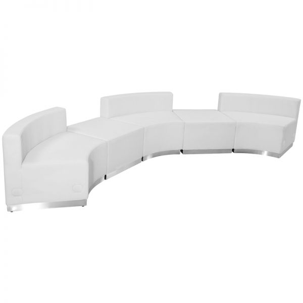 FHFZB803810SETWHGG Flash Furniture HERCULES Alon Series Melrose White Leather Reception Configuration, 5 Pieces