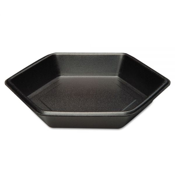 GNPHX0103L Genpak Hexagon Serving Tray, Foam, Black, 10 3/10 x 1 3/4, 100/Bag, 2 Bags/Carton