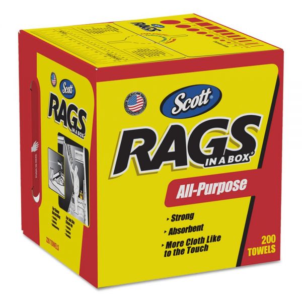 KCC75260CT Scott Rags in a Box, POP-UP Box, 10 x 12, White, 200/Box, 8 Boxes per Carton