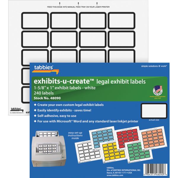 TAB48090 Tabbies Exhibit-U-Create Legal File Labels