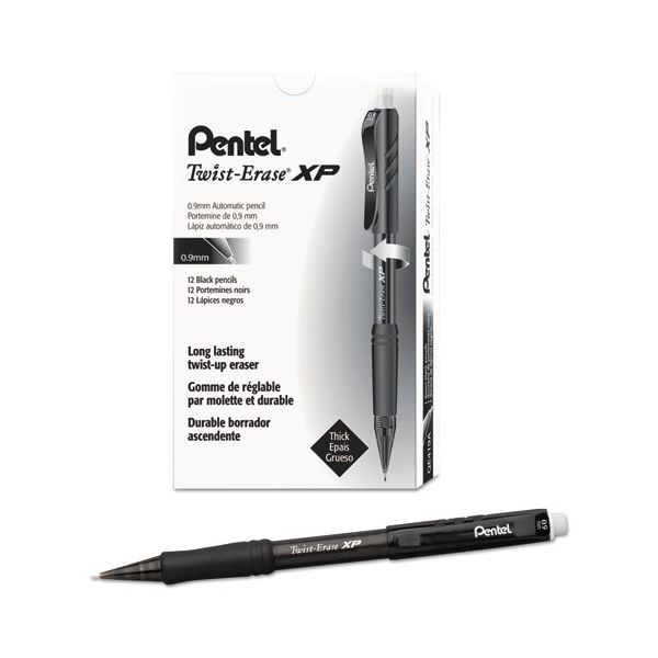 PENQE419A Pentel Twist-Erase EXPRESS Mechanical Pencil, .9mm, Black, Dozen