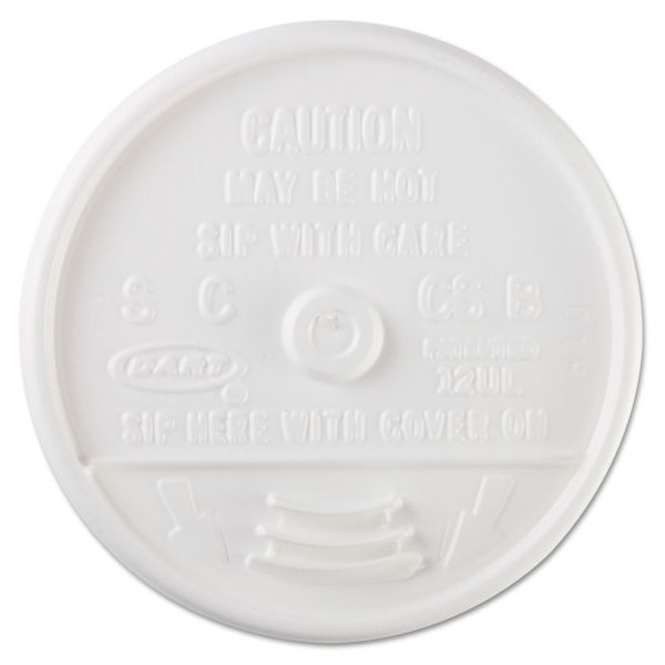 DCC12UL Dart Sip-Through Lids For 10, 12, 14 oz Foam Cups, Plastic, White, 1000/Carton
