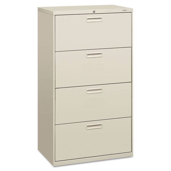 HON574LQ HON 500 Series Four-Drawer Lateral File, 30w x 19-1/4d x 53-1/4h, Light Gray