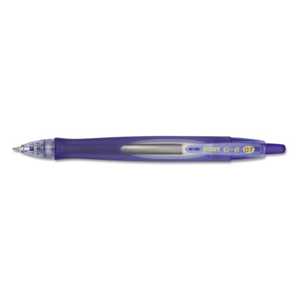 PIL31402 Pilot G6 Retractable Gel Ink Pen, Refillable, Blue Ink, .7mm