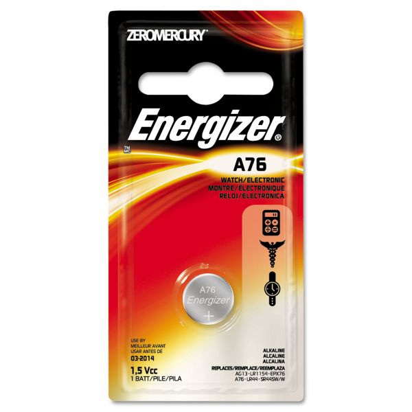 EVEA76BPZ Energizer Watch/Electronic Battery, Alkaline, A76, 1.5V, MercFree