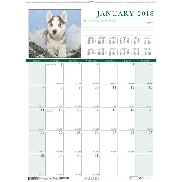 HOD3652 House of Doolittle Earthscapes Puppies Monthly Wall Calendar