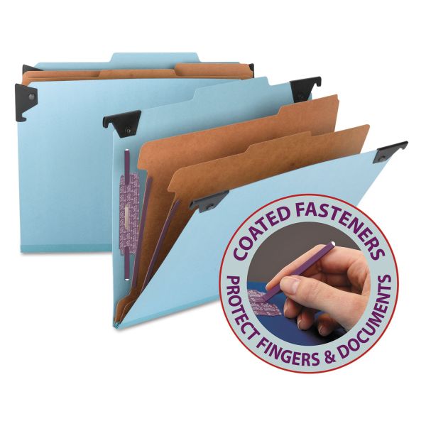 SMD65115 Smead Six Section Hanging Classification Folder, Pressboard/Kraft, Letter, Blue