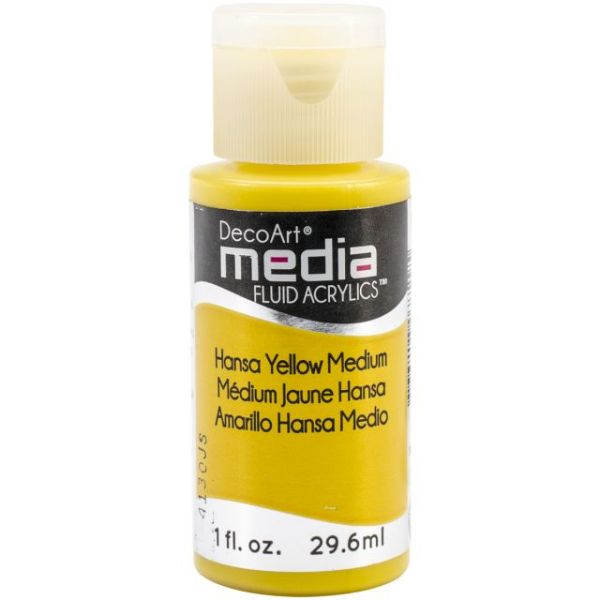 NOTM135448 Deco Art Hansa Yellow Medium Media Fluid Acrylic