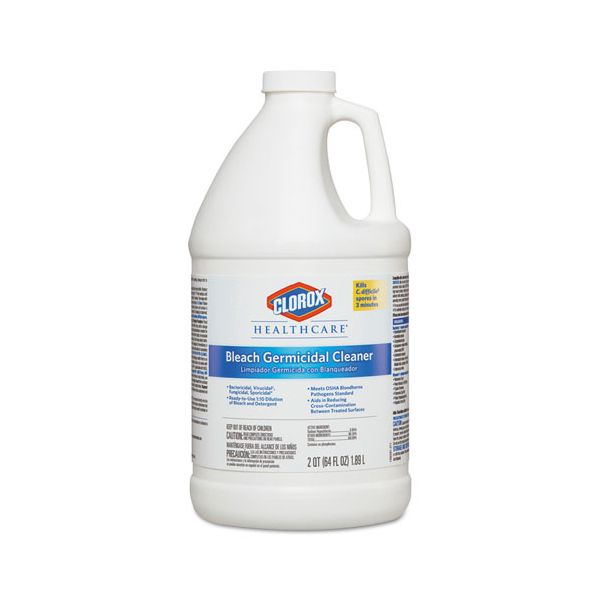 CLO68973 Clorox Healthcare Hospital Cleaner Disinfectant w/Bleach, 2qt Refill, 6/Carton
