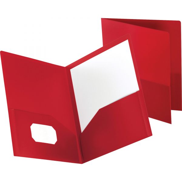 OXF57411 Oxford Poly Twin-Pocket Folder, 100-Sheet Capacity, Opaque Red, 1 Each