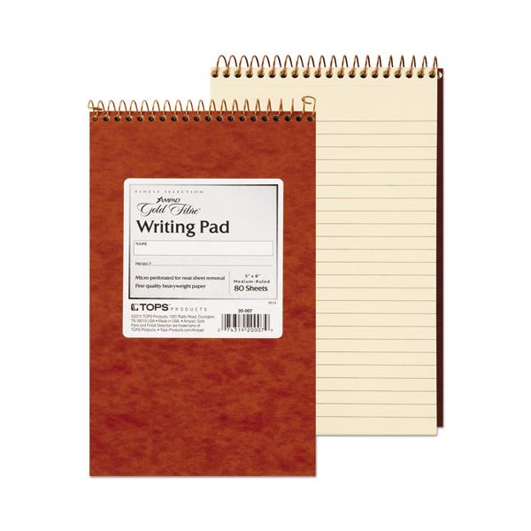 TOP20007 Ampad Gold Fibre Retro Wirebound Writing Pad, College/Medium, 5 x 8, Ivory, 80 Sheets