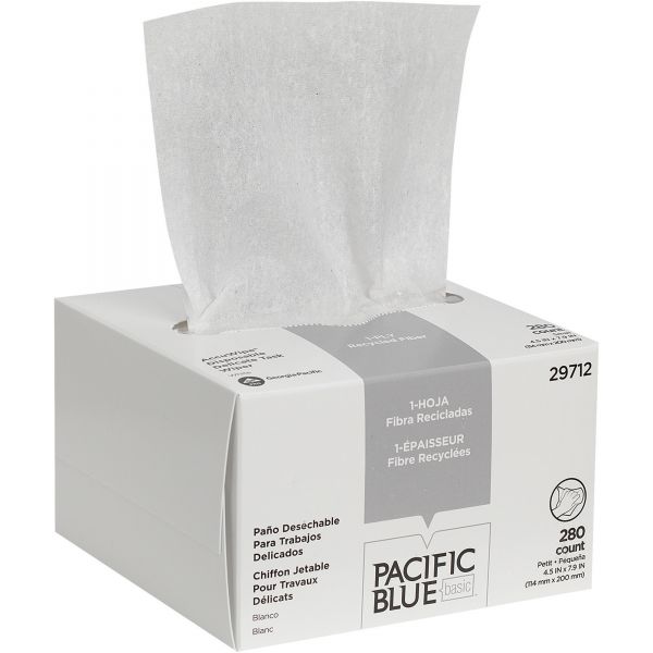 GPC29712 Georgia Pacific Professional AccuWipe Recycled One-Ply Delicate Task Wipers, 4 1/2 x 8 1/4, White, 280/Box