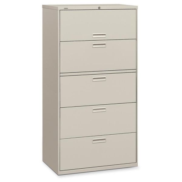 HON585LL HON 500 Series Five-Drawer Lateral File, Letter/Legal/A4, 36w x 19-1/4d x 67h, Putty