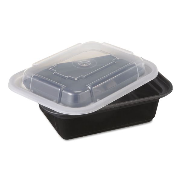 PCTNC818B Pactiv VERSAtainers, Black/Clear, 12oz, 4 1/2w x 5 1/2d x 1 3/4h, 150/Carton