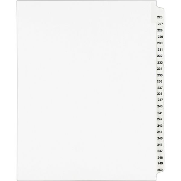 AVE01339 Avery-Style Legal Exhibit Side Tab Divider, Title: 226-250, Letter, White