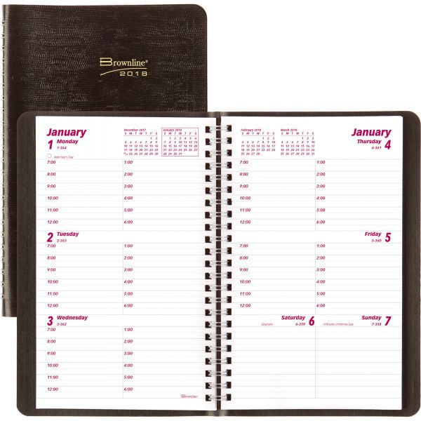 REDCB100BLK Brownline 2PPW Telephone/Address Weekly Planner