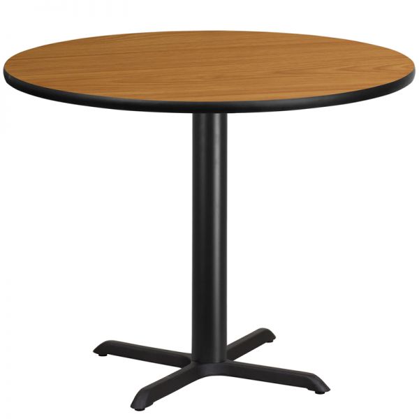 FHFXURD42NATTBT3333GG Flash Furniture 42'' Round Natural Laminate Table Top with 33'' x 33'' Table Height Base