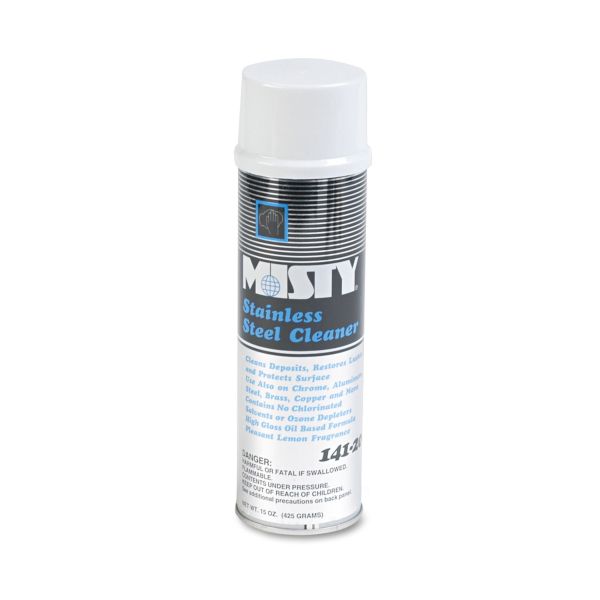AMR1001541 Misty Stainless Steel Cleaner & Polish, Lemon Scent, 15oz Aerosol, 12/Carton