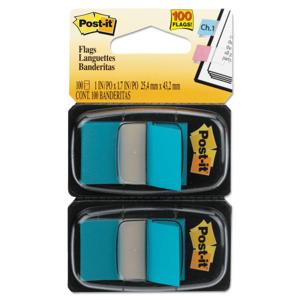 MMM680BB2 Post-it Flags Standard Page Flags in Dispenser, Bright Blue, 100 Flags/Dispenser