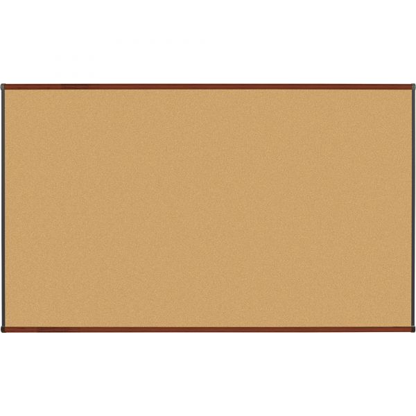 LLR60643 Lorell Mahogany Finish Natural Cork Bulletin Board