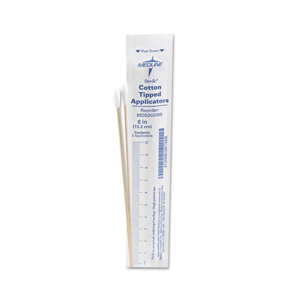 MIIMDS202000 Medline Cotton-Tipped Applicators, 6", 100 Applicators/Box