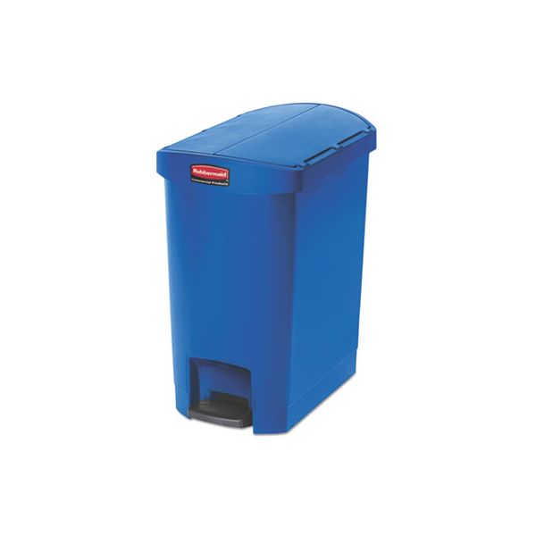 RCP1883592 Rubbermaid Commercial Slim Jim Resin Step-On Container, End Step Style, 8 gal, Blue