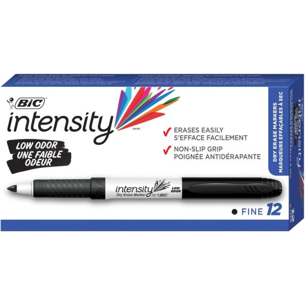 BIC Great Erase Grip Dry Erase Marker, Fine Point, Black Ink, Pack Of ...