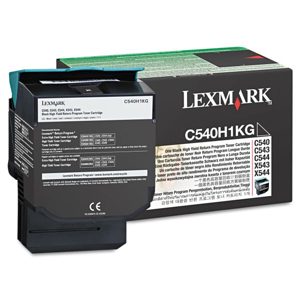 LEXC540H1KG Lexmark C540H1KG High-Yield Toner, 2500 Page-Yield, Black