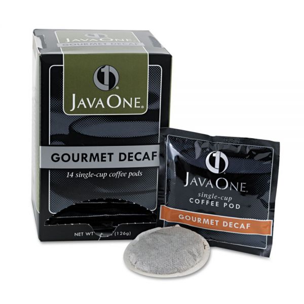 JAV30210 Java One Coffee Pods, Colombian Decaf, Single Cup, Pods, 14/Box