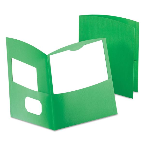 OXF5062560 Oxford Contour Two-Pocket Recycled Paper Folder, 100-Sheet Capacity, Green