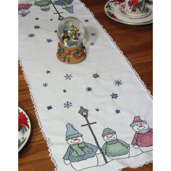 NOTM494021 Stamped Lace Edge Table Runner 15"X42"