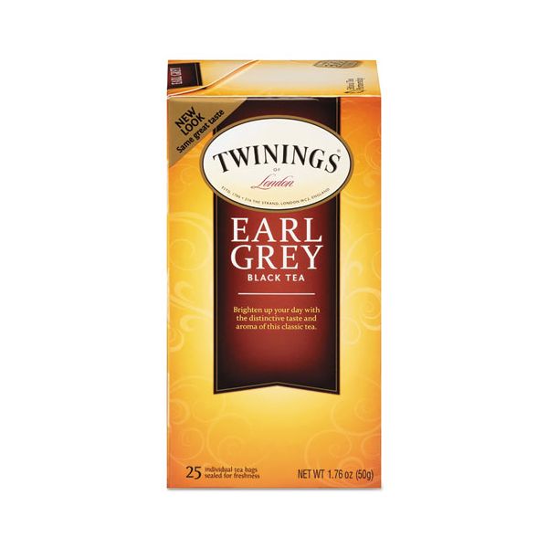 TWG09183 TWININGS Tea Bags, Earl Grey, 1.76 oz, 25/Box