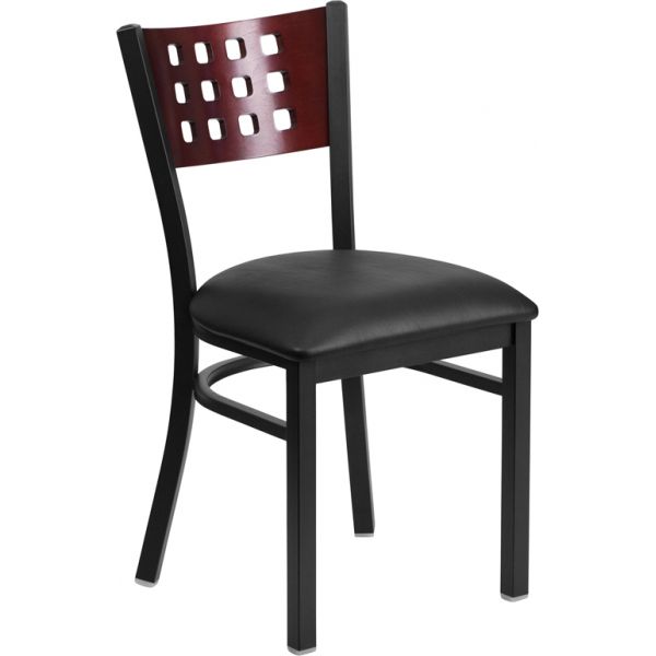 FHFXUDG60117MAHBLKVGG Flash Furniture Decorative Cutout Back Metal Restaurant Chair
