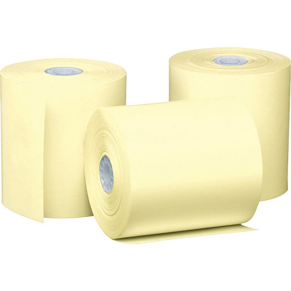 PMC05214C PM Company Single Ply Thermal Cash Register/POS Rolls, 3 1/8" x 230 ft., Canary, 50/CT