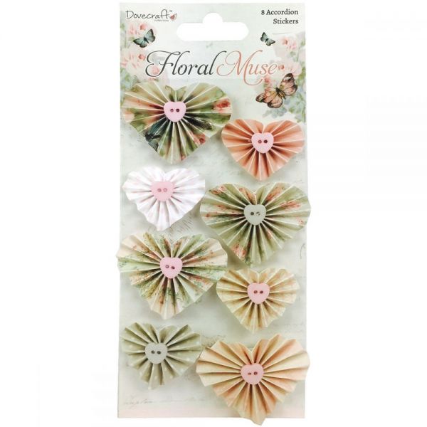 NOTM538552 Dovecraft Floral Muse Accordion Stickers 8/Pkg