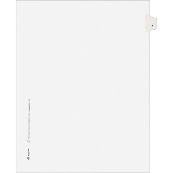 AVE11913 Avery-Style Legal Exhibit Side Tab Divider, Title: 3, Letter, White, 25/Pack