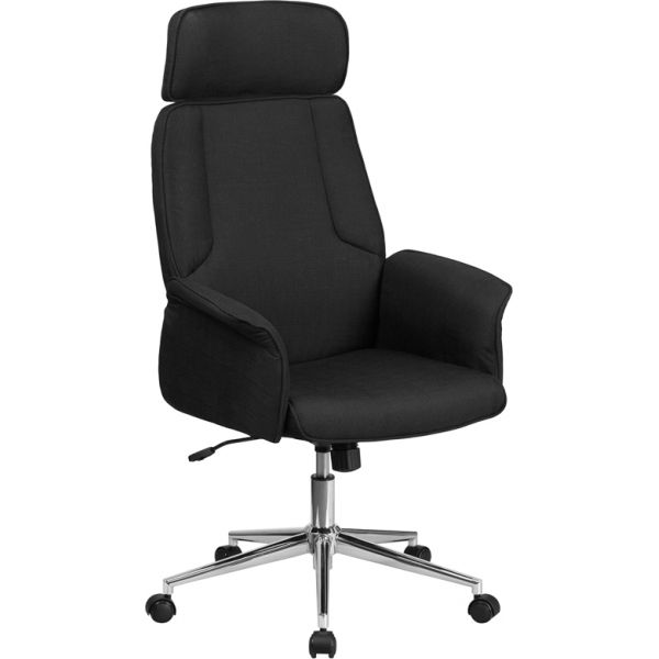 FHFCHCX0944HBKGG Flash Furniture High Back Fabric Executive Swivel Office Chair