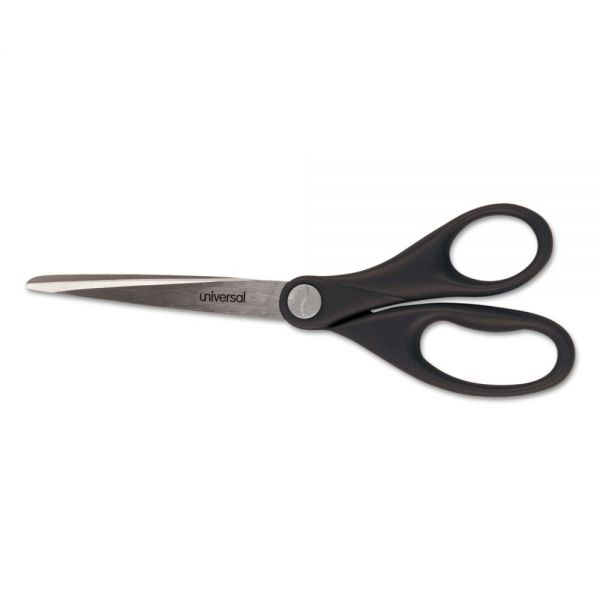 UNV92008 Universal Stainless Steel Office Scissors, 7" Long, Straight Handle, Black
