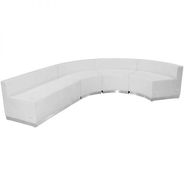 FHFZB803760SETWHGG Flash Furniture HERCULES Alon Series Melrose White Leather Reception Configuration, 4 Pieces